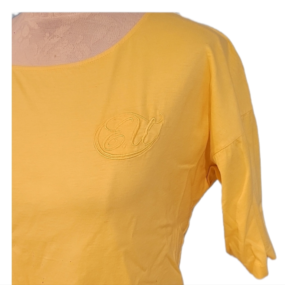 Ungaro Solo Donna Paris Yellow Italian Cotton t-shirt Size 4